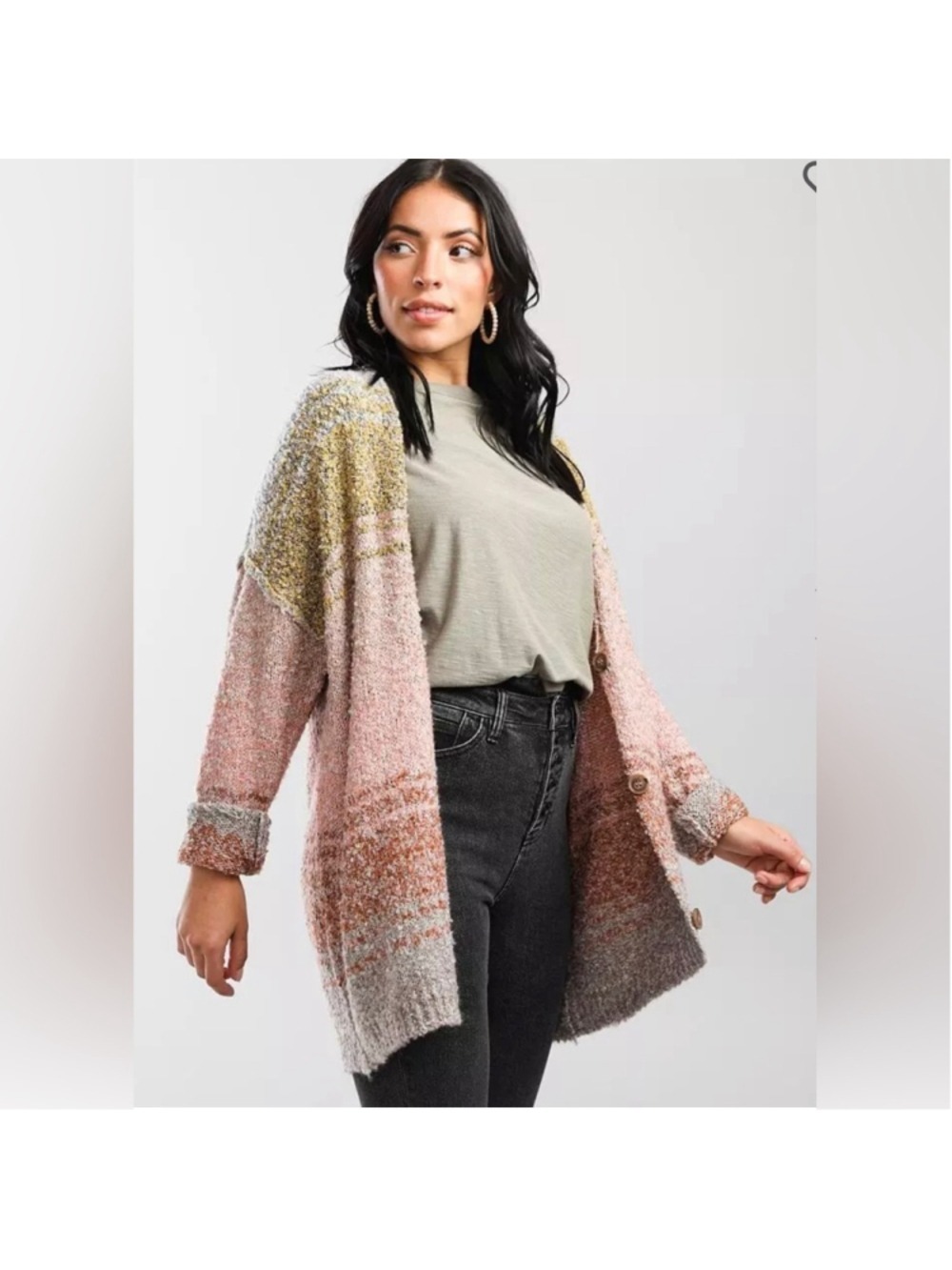 Coco & Jaimeson Color Block Cardigan Sweater - Picture 3 of 16